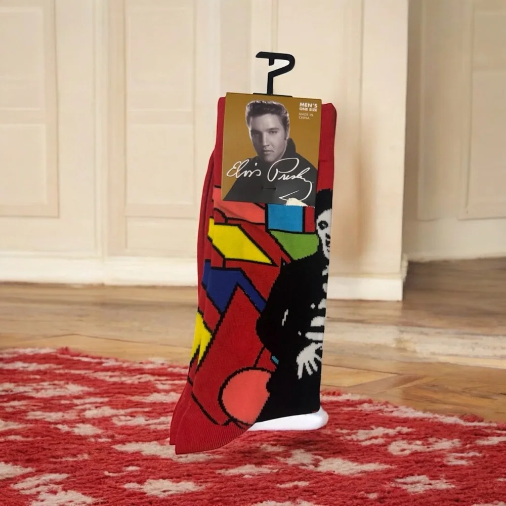 🆕 Elvis Graphic Men's Socks - Picture 1 of 3